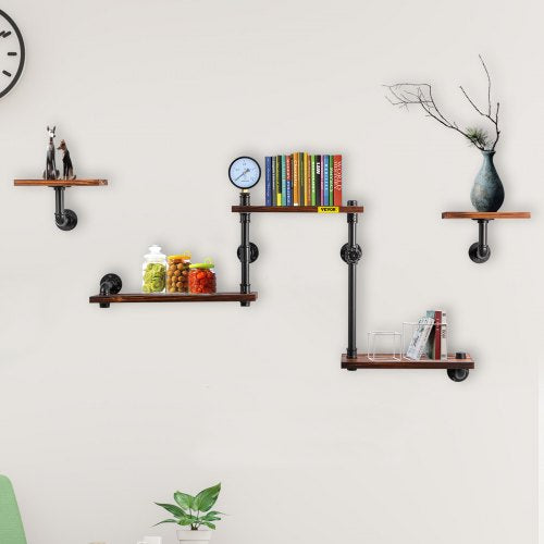 Industrial Pipe Shelving Pipe Shelves with 5Tier Wood Planks Rustic