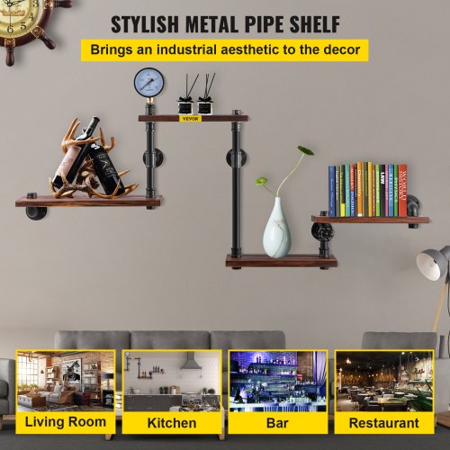 Industrial Pipe Shelving Pipe Shelves with 4Tier Wood Planks Rustic