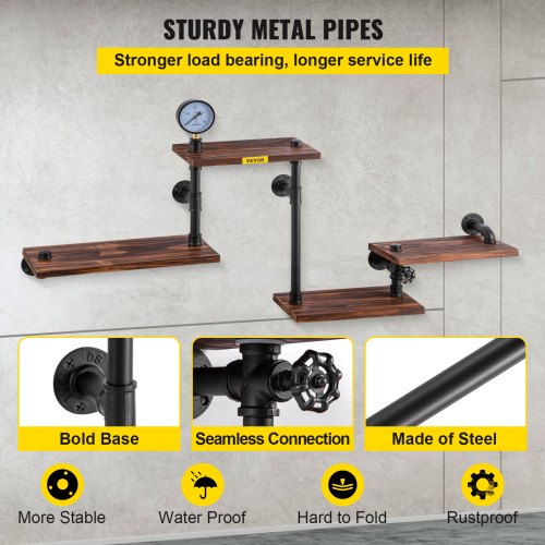 Industrial Pipe Shelving Pipe Shelves with 4Tier Wood Planks Rustic