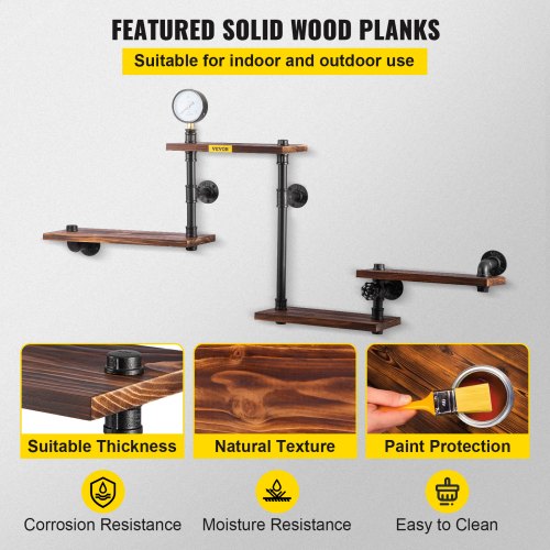 Industrial Pipe Shelving Pipe Shelves with 4Tier Wood Planks Rustic