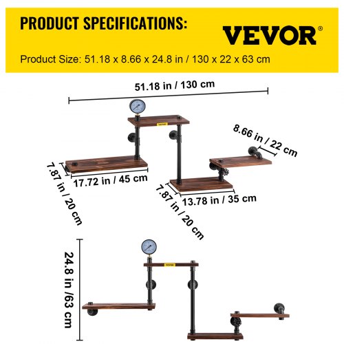 Industrial Pipe Shelving Pipe Shelves with 4Tier Wood Planks Rustic