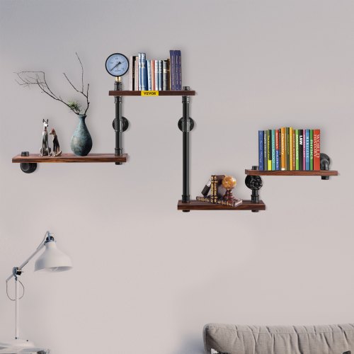 Industrial Pipe Shelving Pipe Shelves with 4Tier Wood Planks Rustic
