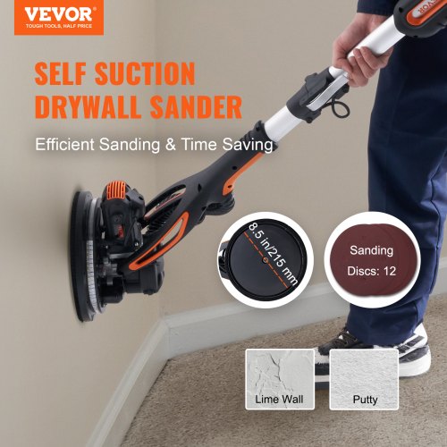 Wall Smoother 900W Power Tool Includes 12 Sanding Pads Adjustable Speeds
