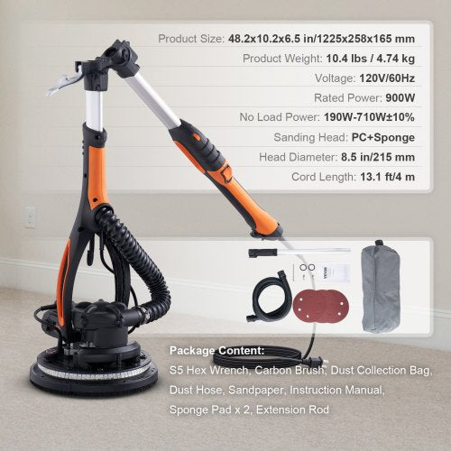Wall Smoother 900W Power Tool Includes 12 Sanding Pads Adjustable Speeds