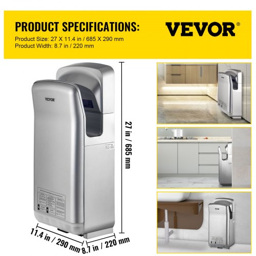 Jet Hand Dryer Premium Electric Commercial Blade Hand Dryer ABS Air Dryer