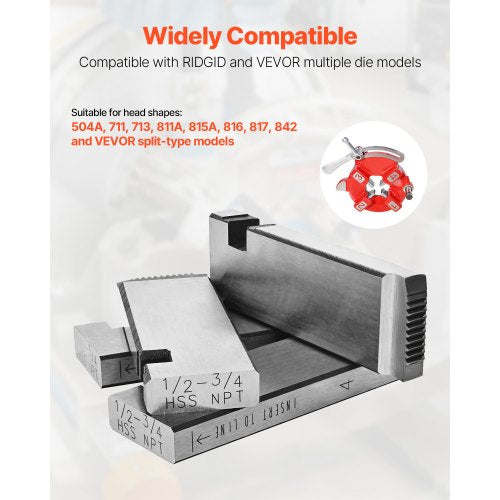 Threading Machine Dies 1234 NPT Pipe Dies4 Packs RightHanded HSS