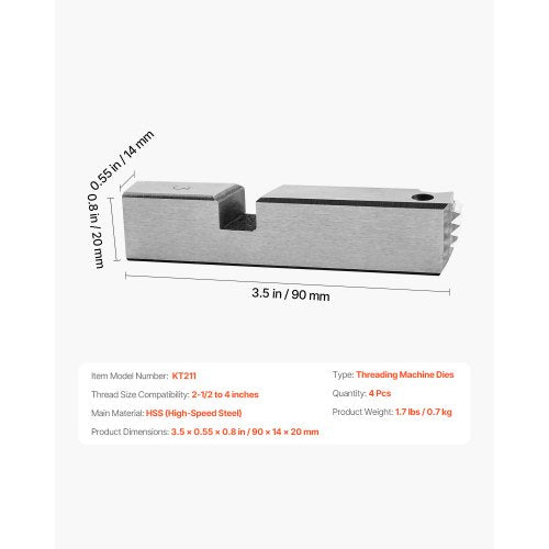 Threading Machine Dies 212 to 4 NPT Pipe Dies4 Packs RightHanded