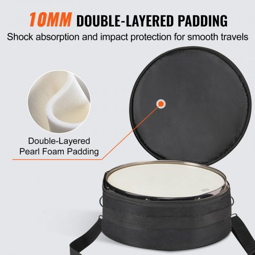 5Piece Drum Bag Kit Durable 1680D Oxford Material Cushioned Cases with 15m
