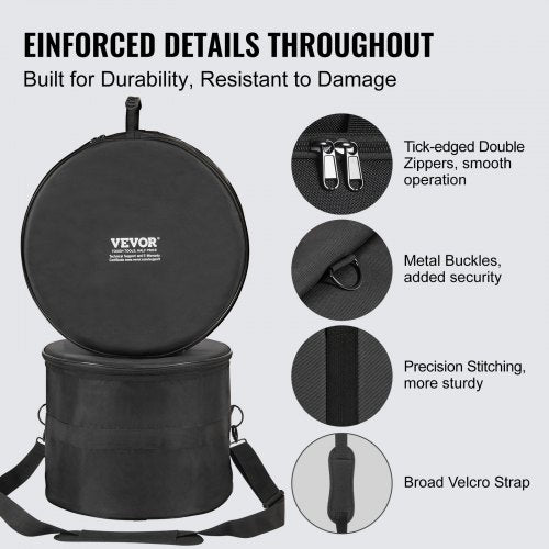 5Piece Drum Bag Kit Durable 1680D Oxford Material Cushioned Cases with 15m