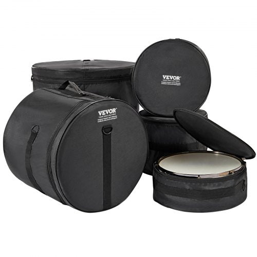 5Piece Drum Bag Kit Durable 1680D Oxford Material Cushioned Cases with 15m