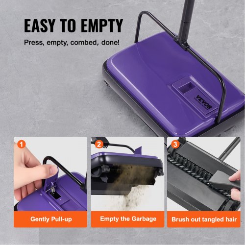 Carpet Sweeper Manual Floor Sweeper with 300 ml Dustbin Capacity Easy to Empty