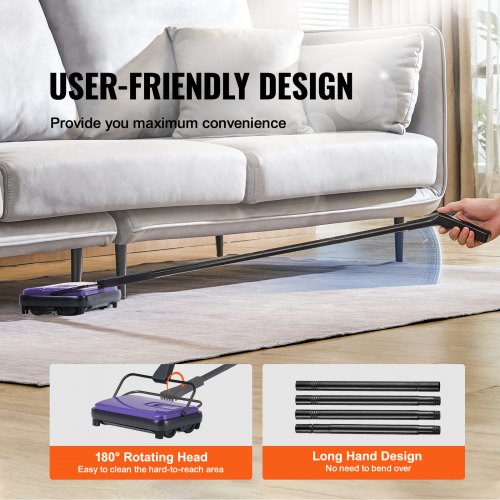 Carpet Sweeper Manual Floor Sweeper with 300 ml Dustbin Capacity Easy to Empty