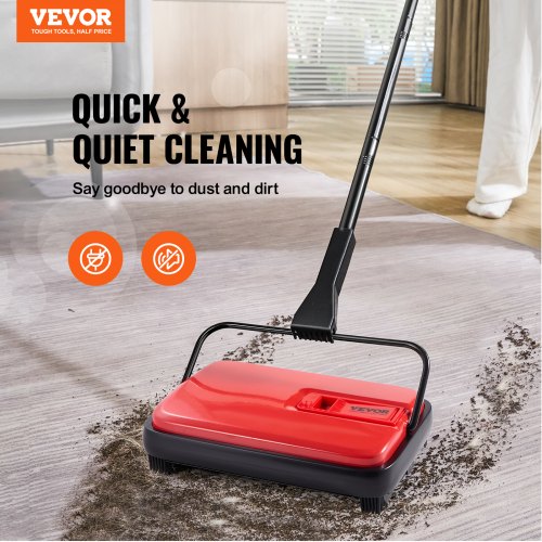 Carpet Sweeper Manual Floor Sweeper with 300 ml Dustbin Capacity Easy to Empty