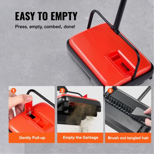 Carpet Sweeper Manual Floor Sweeper with 300 ml Dustbin Capacity Easy to Empty