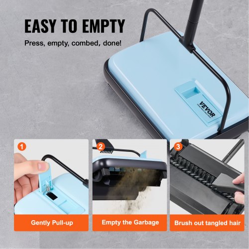 Carpet Sweeper Manual Floor Sweeper with 300 ml Dustbin Capacity Easy to Empty