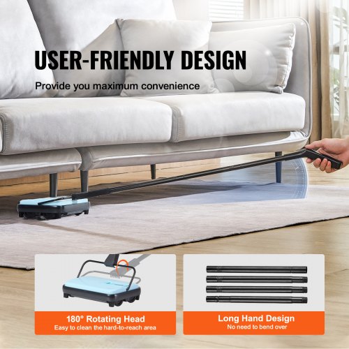Carpet Sweeper Manual Floor Sweeper with 300 ml Dustbin Capacity Easy to Empty