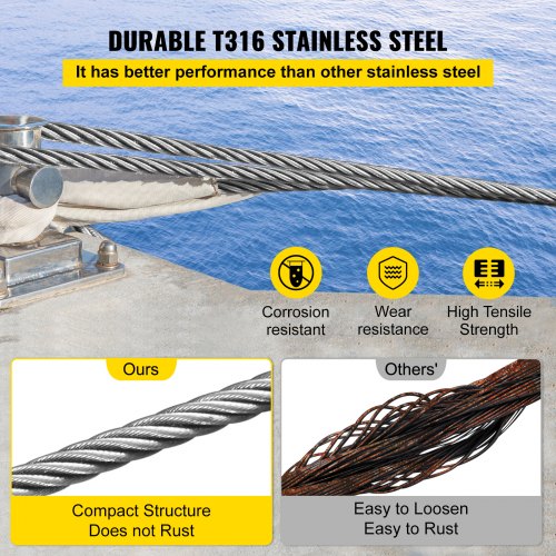 316 Stainless Steel Cable 500FT Stainless Steel Wire Rope of 532 Inch