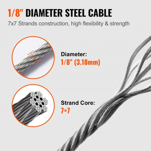 T316 Deck Railing Cable 18 Stainless Steel Wire Rope 300 ft with Cutter