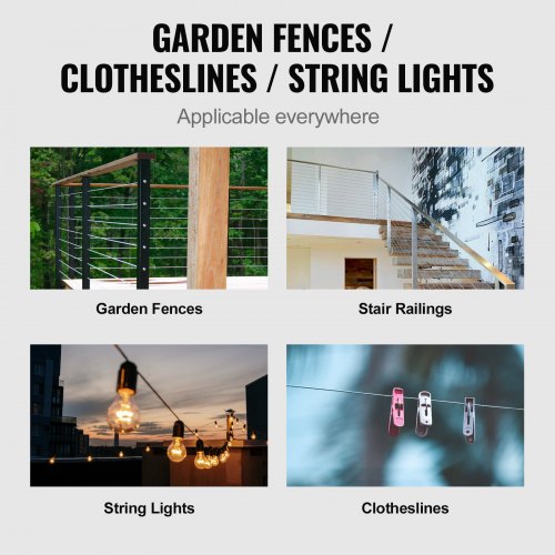 T316 Deck Railing Cable 18 Stainless Steel Wire Rope 300 ft with Cutter