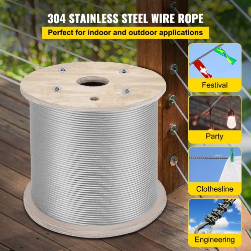 14 Stainless Steel Cable 200FT T304 7x19 Tighter Core Cable Railing