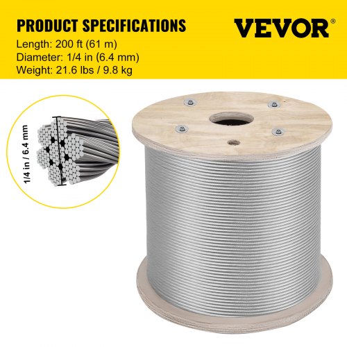 14 Stainless Steel Cable 200FT T304 7x19 Tighter Core Cable Railing