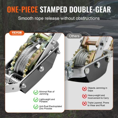 Come Along Winch 2 Ton 4409 lbs Pulling Capacity 12 ft Steel Cable 2