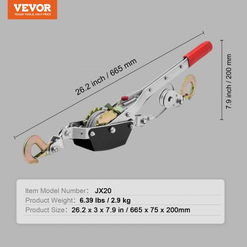 Come Along Winch 2 Ton 4409 lbs Pulling Capacity 12 ft Steel Cable 2