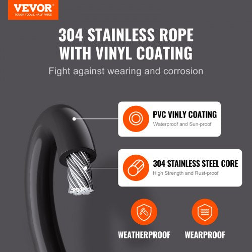 Vinyl Coated Wire Rope Kit 332 Cable Through 116 Diameter Stainless
