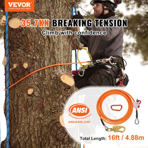 12.7mm Steel Core Flipline 16ft48m Arborist Flipline for Tree Climbing