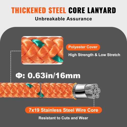16mm Steel Core Flipline 8ft24m Arborist Flipline Flip Line for Tree