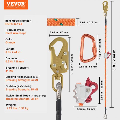16mm Steel Core Flipline 8ft24m Arborist Flipline Flip Line for Tree