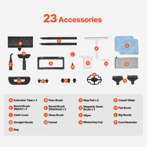 2000W Steam Cleaner Multipurpose Steamer with 27 AccessoriesHousehold