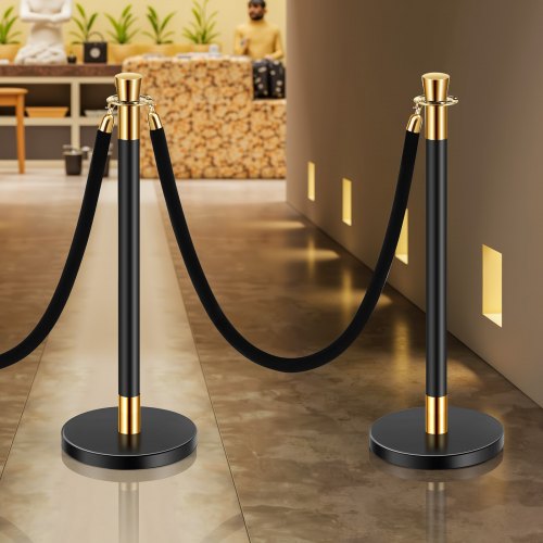 Stanchions and Velvet Ropes 6 Pcs Crowd Control Barriers with 4 Black