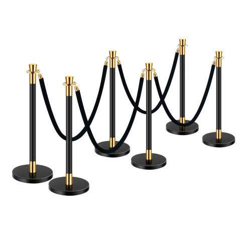 Stanchions and Velvet Ropes 6 Pcs Crowd Control Barriers with 4 Black