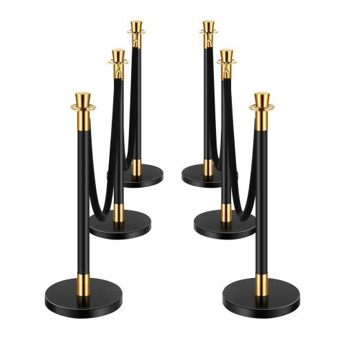 Stanchions and Velvet Ropes 6 Pcs Crowd Control Barriers with 4 Black