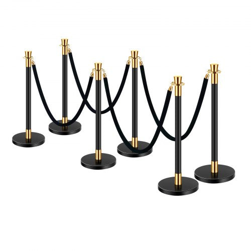 Stanchions and Velvet Ropes 6 Pcs Crowd Control Barriers with 4 Black