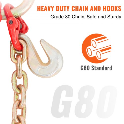 VChain Bridle 9620 lbs Working Load Limit 516 x 3 G80 Tow Chain with RTJ