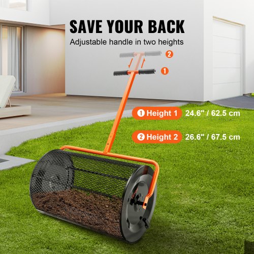 Compost Spreader 244256 Height Adjustable Handle 24 Wide Lawn and Garden Peat