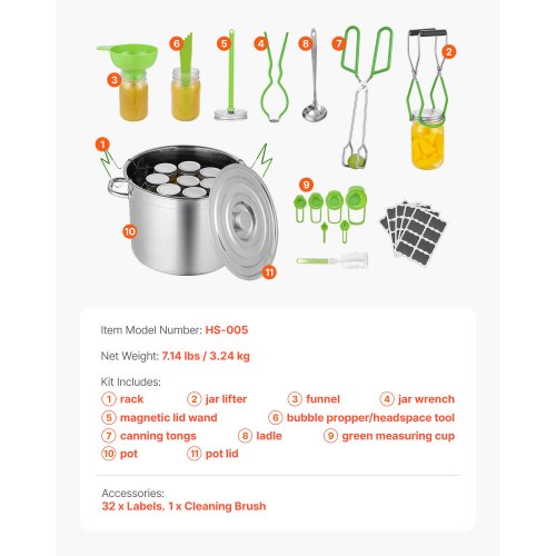Canning Supplies Starter Kit 11 Pieces Stainless Steel Water Bath Canning