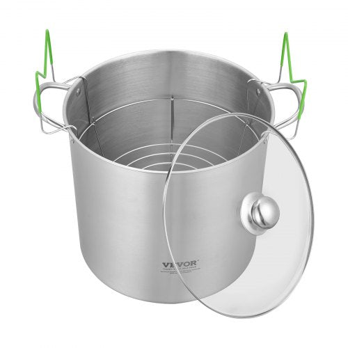 21 QT Canning Pot with Rack and Lid Stainless Steel Waterbath Canner with Rack