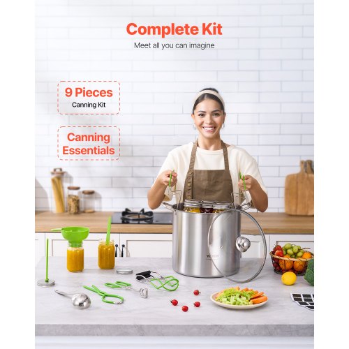 Canning Supplies Starter Kit 9 Pieces Stainless Steel Water Bath Canning