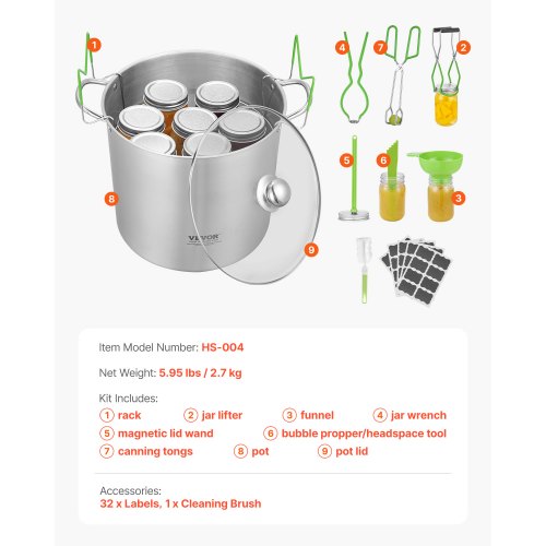 Canning Supplies Starter Kit 9 Pieces Stainless Steel Water Bath Canning