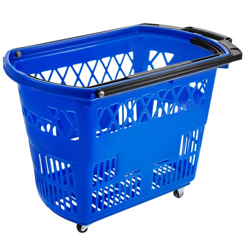 Shopping Basket with Handle on Castors Blue Pack of 6 – 75L