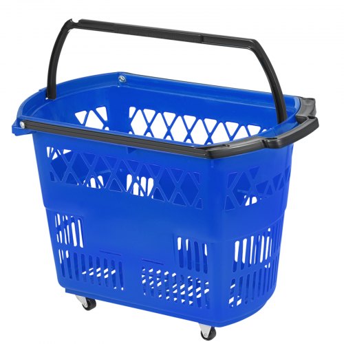 Shopping Basket with Handle on Castors Blue Pack of 6 – 75L