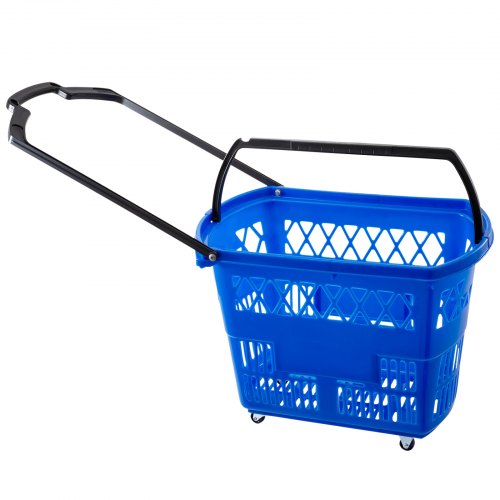 Shopping Basket with Handle on Castors Blue Pack of 6 – 75L