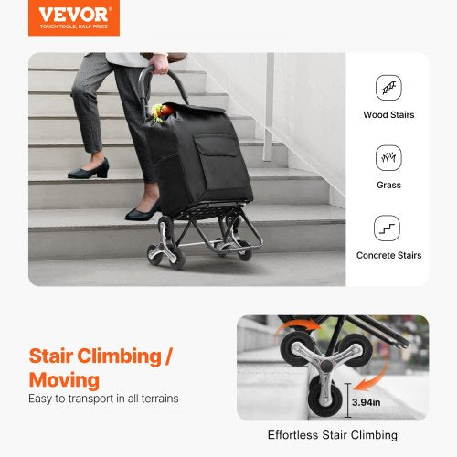 Stair Climber Trolley Dolly 36L Folding Shopping Cart Grocery Cart Trolley