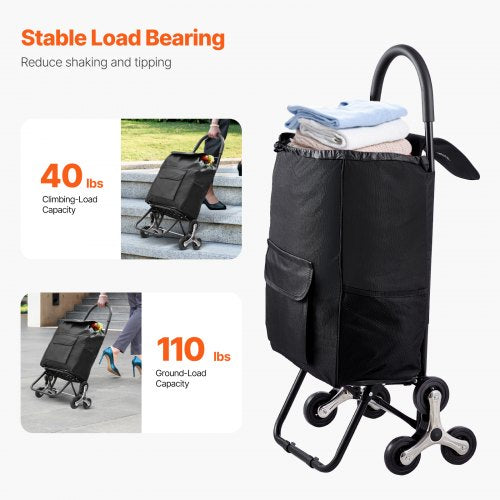 Stair Climber Trolley Dolly 36L Folding Shopping Cart Grocery Cart Trolley
