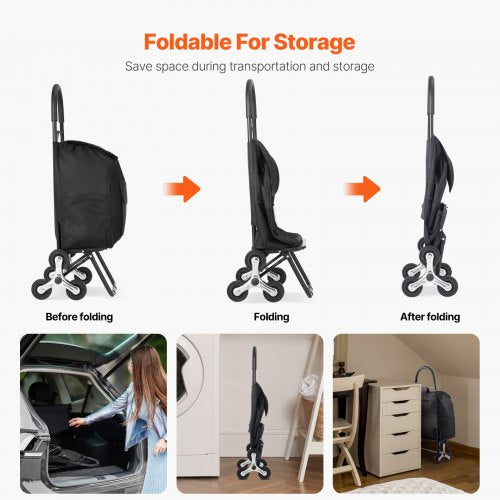 Stair Climber Trolley Dolly 36L Folding Shopping Cart Grocery Cart Trolley