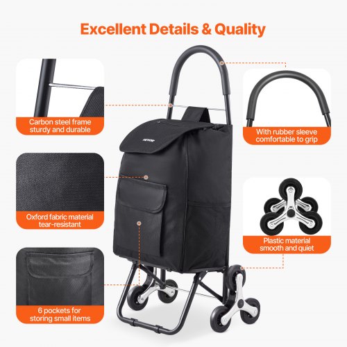 Stair Climber Trolley Dolly 36L Folding Shopping Cart Grocery Cart Trolley