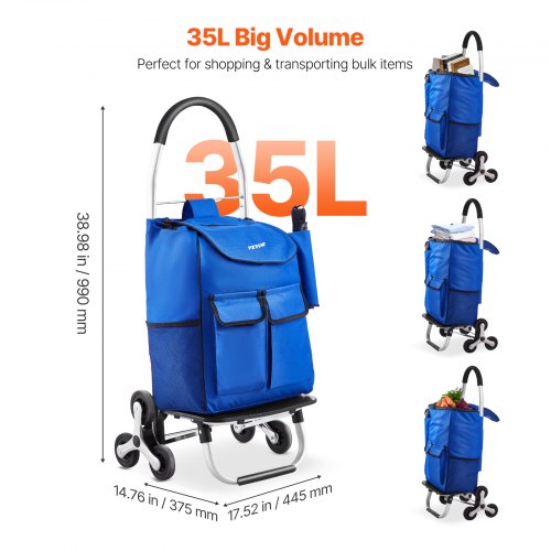 Stair Climber Trolley Dolly 36L Folding Shopping Cart Grocery Cart Trolley